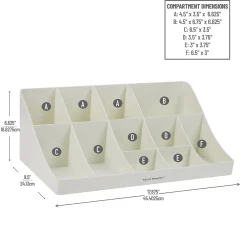 Mind Reader 11 Compartment Plastic Coffee Cup and Condiment Organizer, White (COMORG-WHT)
