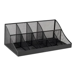Mind Reader 11 Compartment Metal Coffee Cup and Condiment Organizer, Black (COMORGMESH-BLK)