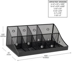 Mind Reader 11 Compartment Metal Coffee Cup and Condiment Organizer, Black (COMORGMESH-BLK)