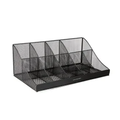 Mind Reader 11 Compartment Metal Coffee Cup and Condiment Organizer, Black (COMORGMESH-BLK)