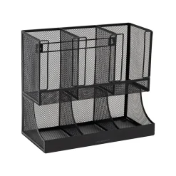 Mind Reader 6 Compartment Metal Coffee Cup and Condiment Organizer, Black (UPMESH-BLK)
