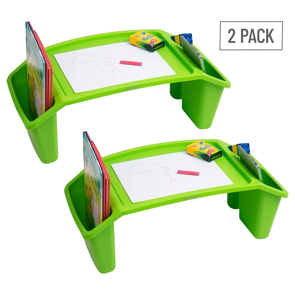 10.75" x 22.25" Plastic Kids' Lap Desk Activity Tray, Green, 2/Pack (2KIDLAP-GRN)<Mind Reader