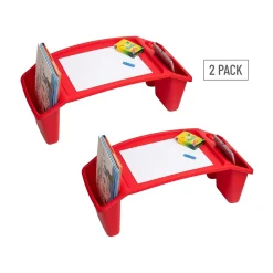 10.75" x 22.25" Plastic Kids' Lap Desk Activity Tray, Red, 2/Pack (2KIDLAP-RED)<Mind Reader New