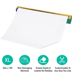 Dry Erase*Mind Reader Adhesive Dry-Erase Whiteboard Roll with Dry Erase Markers, 24