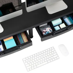 Outlet Mind Reader Adjustable Dual Monitor Stand with Drawers, Black (DUBMODR-BLK)