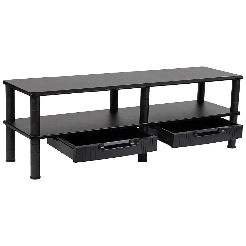 Hot Mind Reader Adjustable Dual Monitor Stand Desktop Organizer with Drawers, Black (DBMON2TDR-BLK)