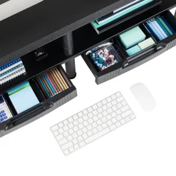Hot Mind Reader Adjustable Dual Monitor Stand Desktop Organizer with Drawers, Black (DBMON2TDR-BLK)