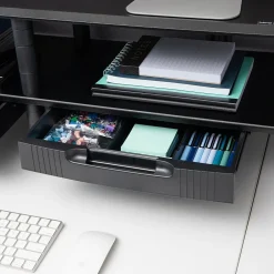 Hot Mind Reader Adjustable Dual Monitor Stand Desktop Organizer with Drawers, Black (DBMON2TDR-BLK)