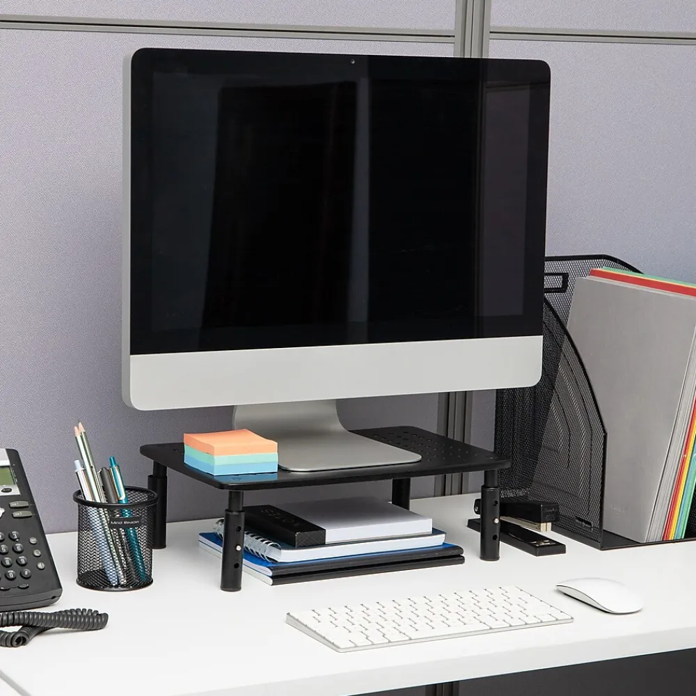 Best Mind Reader Adjustable Monitor Stand and Ventilated Laptop Riser, Black (4LEGMET-BLK)