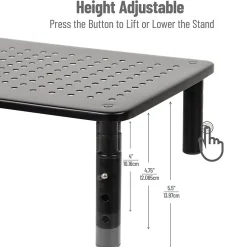 Best Mind Reader Adjustable Monitor Stand and Ventilated Laptop Riser, Black (4LEGMET-BLK)