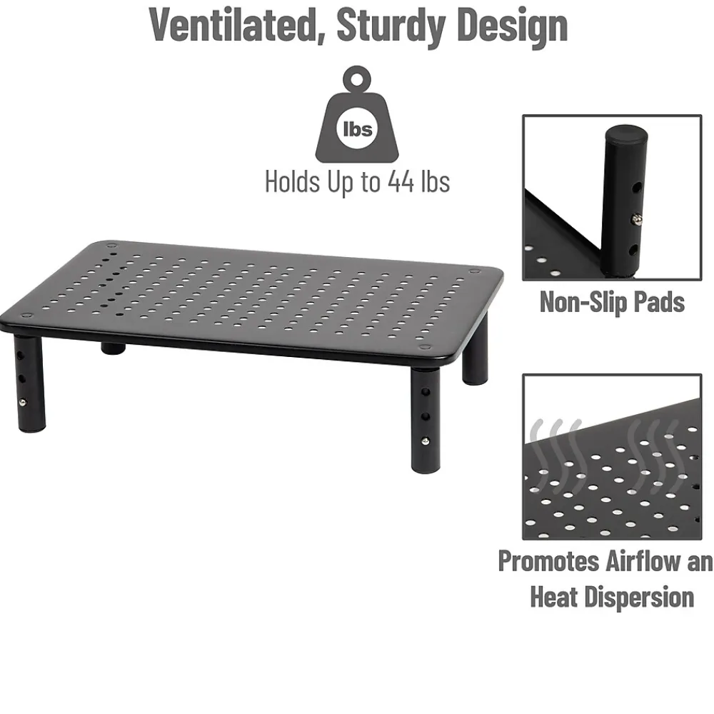 Best Mind Reader Adjustable Monitor Stand and Ventilated Laptop Riser, Black (4LEGMET-BLK)