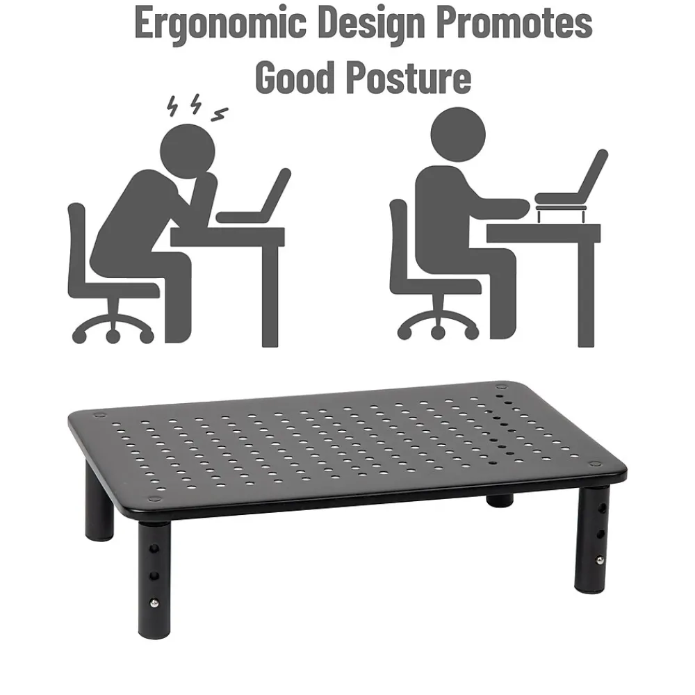 Best Mind Reader Adjustable Monitor Stand and Ventilated Laptop Riser, Black (4LEGMET-BLK)