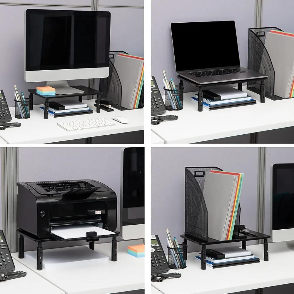 Best Mind Reader Adjustable Monitor Stand and Ventilated Laptop Riser, Black (4LEGMET-BLK)