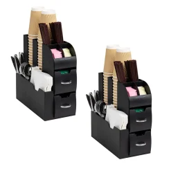 Mind Reader 11-Compartment Coffee Cup and Condiment Organizer, Black, 2/Pack (2CAD01-BLK)