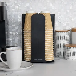 Mind Reader 4-Compartment Cup and Lid Carousel Coffee Countertop Organizer, Black (CDISP-BLK)