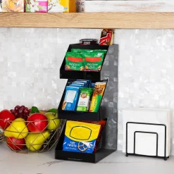 Mind Reader 5-Compartment Coffee, Tea, Utensil and Condiment Countertop Organizer, Black (3TCORG-BLK)