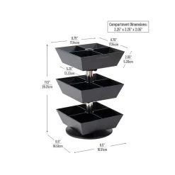 Mind Reader 12-Compartment Plastic Tea and Condiment Carousel, Black (TEASWIV3T-BLK)