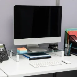 Mind Reader Contemporary Monitor Stand and Laptop Riser, Clear (GLASS-CLR)
