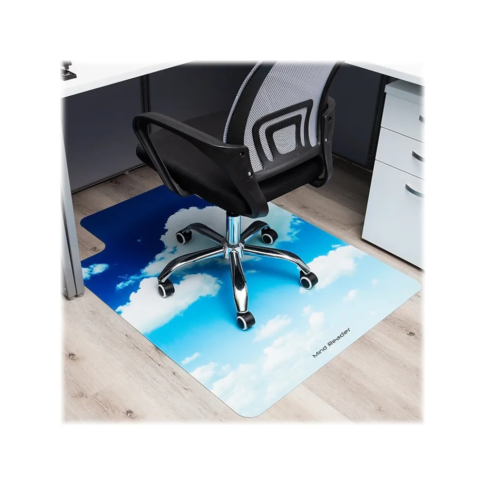 Chair Mats*Mind Reader Hard Floor Chair Mat with Lip, 47" x 35", Blue, Polycarbonate (SKYMAT-ASST)