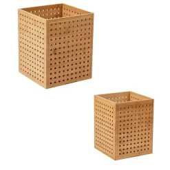 Lattice Collection Bamboo Wastepaper Basket Set, 1.9 and 2.6 Gallon, Brown (2LATGARB-BRN)<Mind Reader Outlet