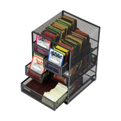 Mind Reader Metal 5-Compartment Tea Bag Organizer, 120 Tea Bag Capacity, Black (MMTDR5-BLK)