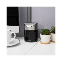 Metal Countertop Trash Can with Swivel Lid, 0.40 Gallon, Black, 2/Set (2GARBASK-BLK)<Mind Reader Sale