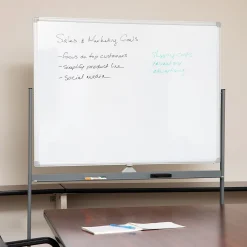 Dry Erase*Mind Reader Mobile Double-Sided Dry-Erase Whiteboard, Aluminum Frame, 47" x 35.5" (ROLLBOARD-WHT)