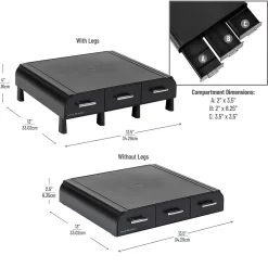 Sale Mind Reader Monitor Stand and Desktop Organizer with 3 Storage Drawers, Black (MONSTA3D-BLK)