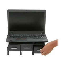 Sale Mind Reader Monitor Stand and Desktop Organizer with 3 Storage Drawers, Black (MONSTA3D-BLK)