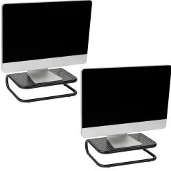 Mind Reader Monitor Stand and Ventilated Desktop Organizer, Black, 2/Pack (2CHORDMON-BLK)