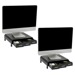 Sale Mind Reader Monitor Stand and Desktop Organizer with 3 Storage Drawers, Black, 2/Pack (2MONSTA3D-BLK)
