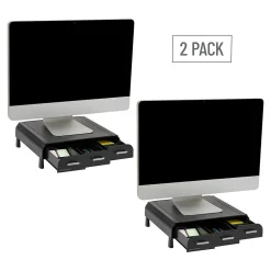 Sale Mind Reader Monitor Stand and Desktop Organizer with 3 Storage Drawers, Black, 2/Pack (2MONSTA3D-BLK)