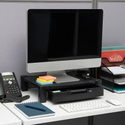 New Mind Reader Monitor Stand Riser with Drawer Storage, Black (DRPLMONST-BLK)