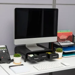Discount Mind Reader Monitor Stand and Desktop Organizer with 3 Storage Drawers, Black (MONSTA3D-BLK)
