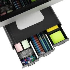 Discount Mind Reader Monitor Stand and Desktop Organizer with 3 Storage Drawers, Black (MONSTA3D-BLK)