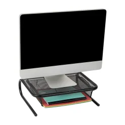 Mind Reader Monitor Stand Ventilated with Paper Tray, Black (MESHKING-BLK)