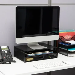 Sale Mind Reader Monitor Stand with Office Supplies Included, Black (MONSET-BLK)