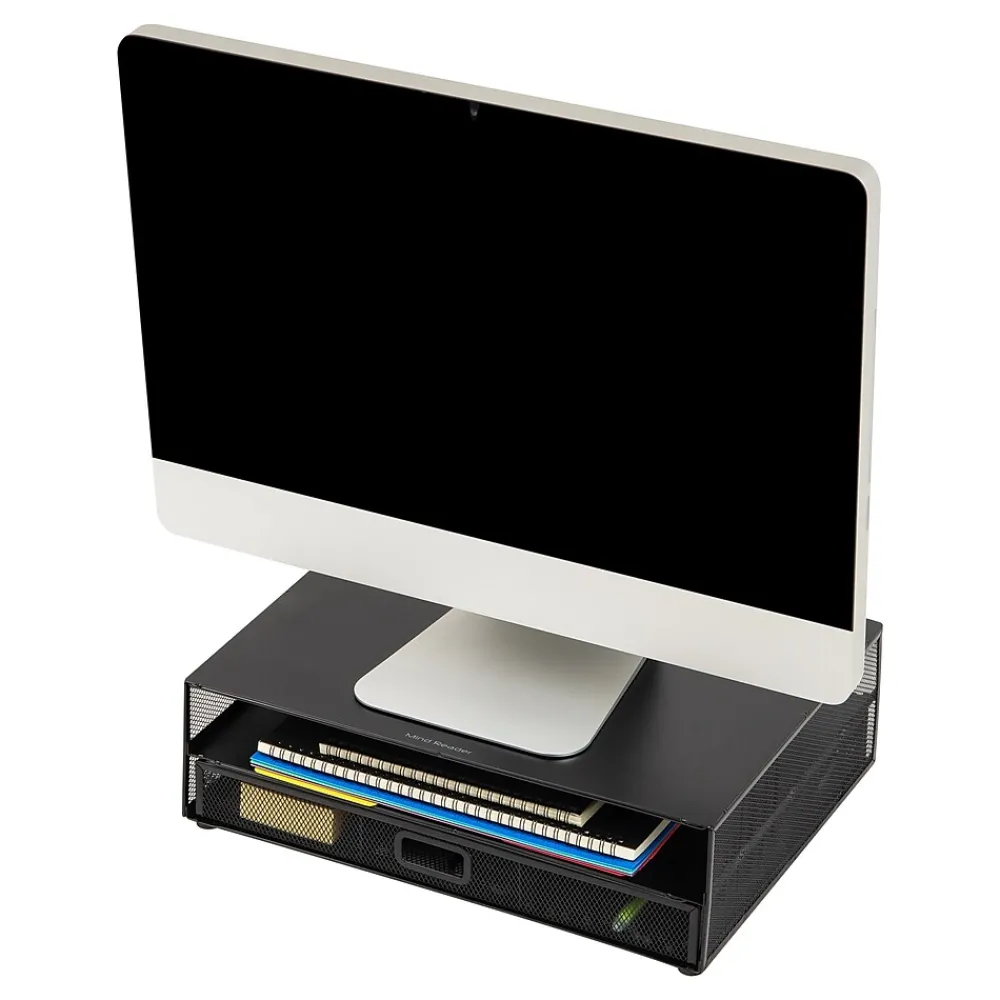 Sale Mind Reader Monitor Stand with Office Supplies Included, Black (MONSET-BLK)