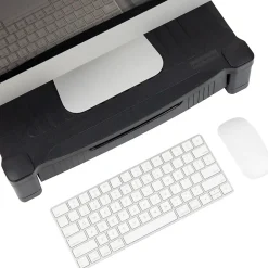 Outlet Mind Reader Monitor Stand Riser with Storage Drawer, Black (DRPLMONST-BLK)