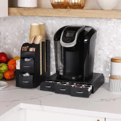 Mind Reader Plastic Coffee Pod Drawer 14 Compartment Condiment Organizer Set, 36 Pod Capacity, Black (CMB02-BLK)