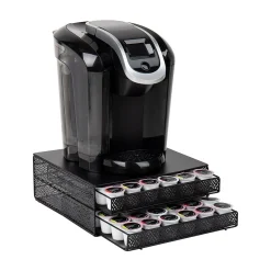 Mind Reader Plastic Coffee Pod Organizer with 2 Drawers, 72 Pod Capacity, Black (DBMTRAY-BLK)