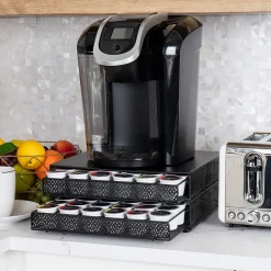 Mind Reader Plastic Coffee Pod Organizer with 2 Drawers, 72 Pod Capacity, Black (DBMTRAY-BLK)