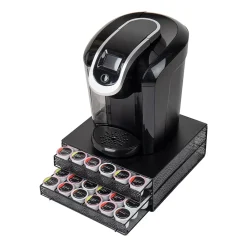 Mind Reader Plastic Coffee Pod Organizer with 2 Drawers, 72 Pod Capacity, Black (DBMTRAY-BLK)