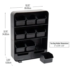 Mind Reader Plastic 11-Drawer Tea Bag Organizer, Black (TBORG-BLK)