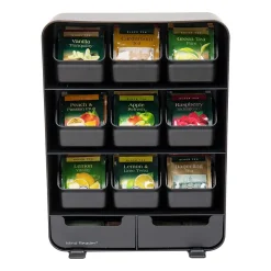 Mind Reader Plastic 11-Drawer Tea Bag Organizer, Black (TBORG-BLK)