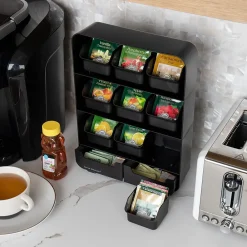 Mind Reader Plastic 11-Drawer Tea Bag Organizer, Black (TBORG-BLK)