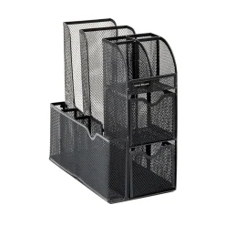 Mind Reader 3-Tier 11-Compartment Metal Cup and Condiment Countertop Organizer, Black (MESHCAD-BLK)