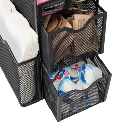 Mind Reader 3-Tier 11-Compartment Metal Cup and Condiment Countertop Organizer, Black (MESHCAD-BLK)