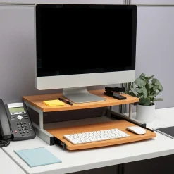 Sale Mind Reader 2-Tier Monitor Stand with Sliding Keyboard Drawer, Brown (2TSLIDE-BRN)