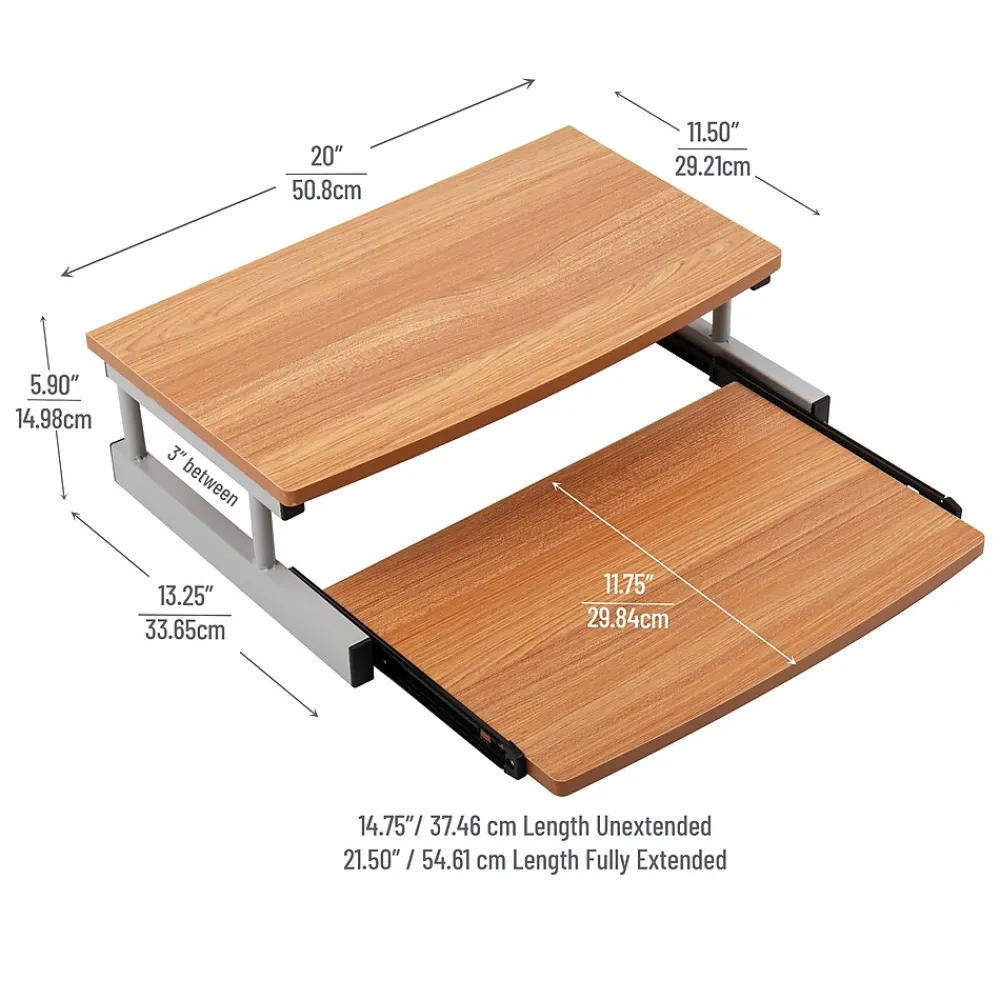 Sale Mind Reader 2-Tier Monitor Stand with Sliding Keyboard Drawer, Brown (2TSLIDE-BRN)